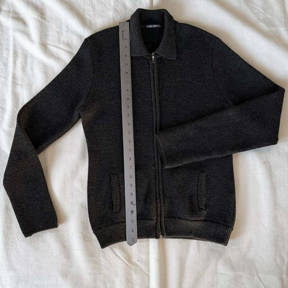 Bruno Manetti Wool Silk Blend Full Zip Knit Cardigan - Picture 3 of 8